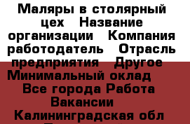 Маляры в столярный цех › Название организации ­ Компания-работодатель › Отрасль предприятия ­ Другое › Минимальный оклад ­ 1 - Все города Работа » Вакансии   . Калининградская обл.,Пионерский г.